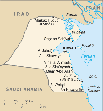 Map of Kuwait